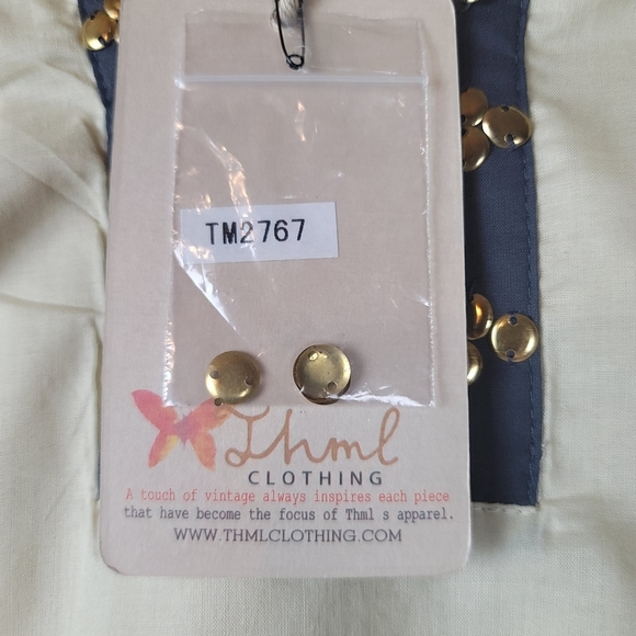 NWT THML 100%Cotton Brass Embroidered Shift Dress - Picture 5 of 10